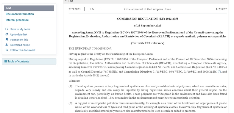 环保新里程碑:欧盟REACH附件XVII新增微塑料限制条款 环保新里程碑:欧盟REACH附件XVII新增微塑料限制条款