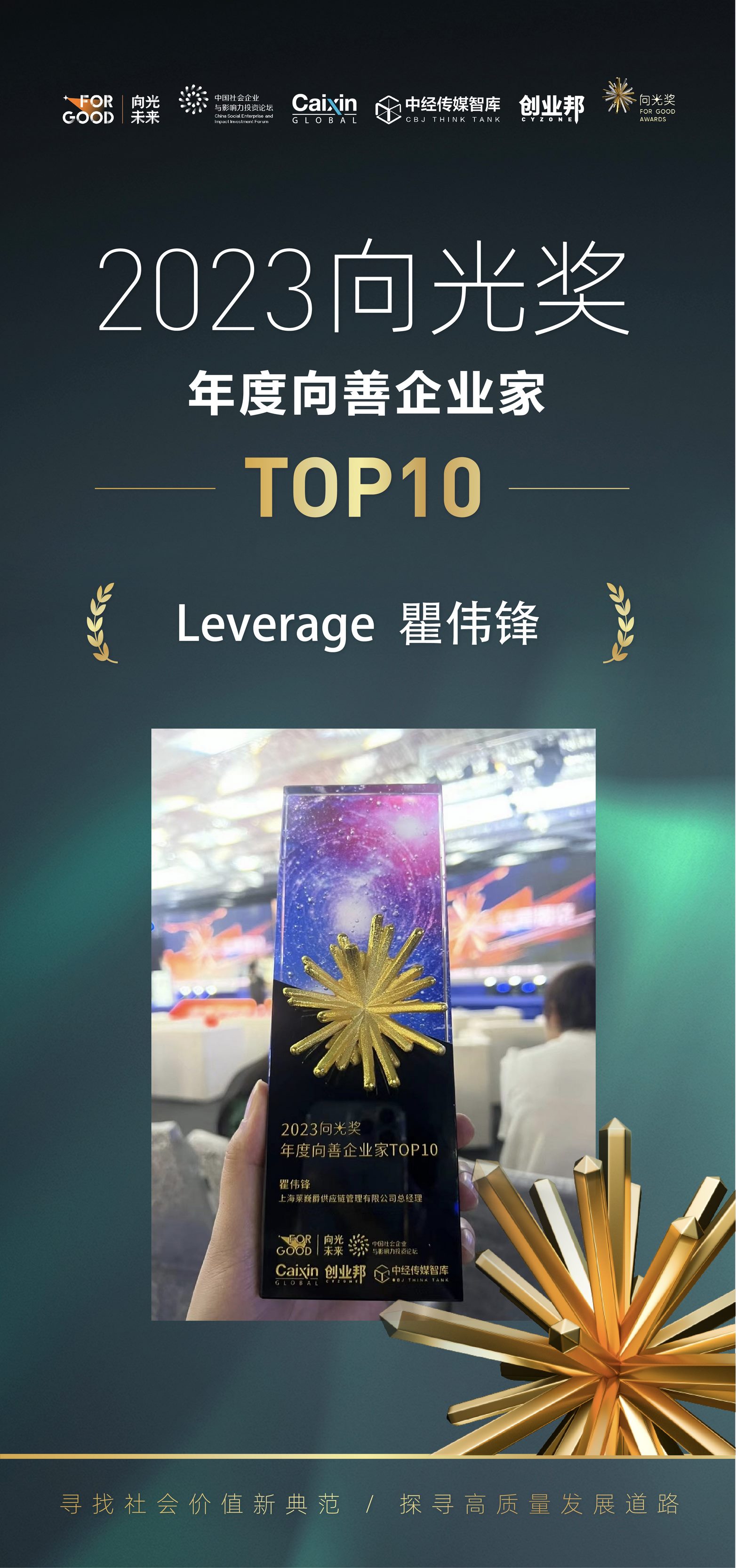 2023向光年会盛大召开,Leverage CEO 瞿伟锋先生荣获年度向善企业家TOP10 2023向光年会盛大召开,Leverage CEO 瞿伟锋先生荣获年度向善企业家TOP10