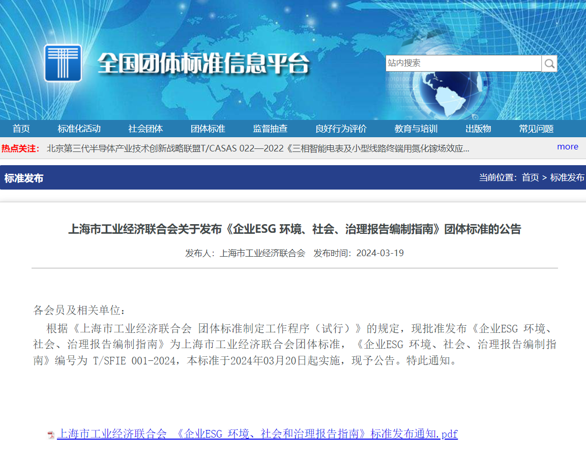 由Leverage莱巍爵主导参与的上海市工业经济联合会《企业ESG环境、社会、治理报告编制指南》标准正式发布实施