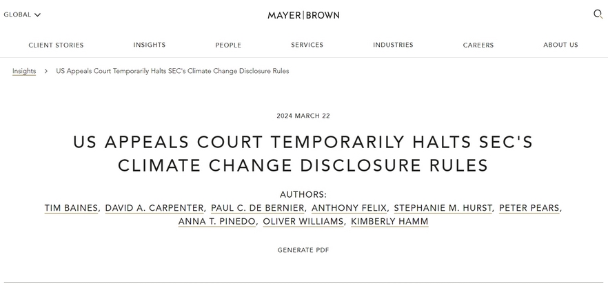 SEC宣布暂停此前通过的与气候相关的披露规则 SEC宣布暂停此前通过的与气候相关的披露规则