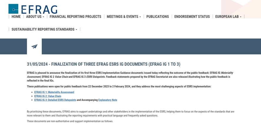 欧盟CSRD：EFRAG最终确定了三个ESRS实施指导文件