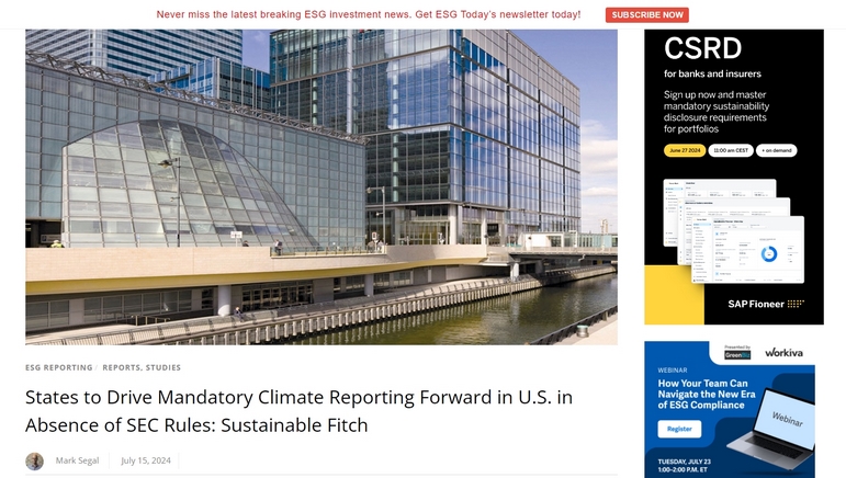 美国各州将在缺乏证券交易委员会规则的情况下推动强制性气候报告
