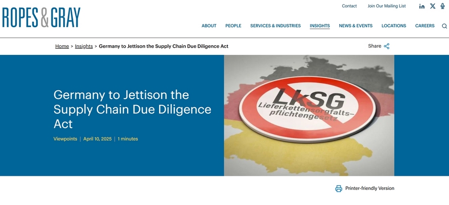 德国供应链尽职调查法（LkSG）废除：一场政策变革与企业的新挑战