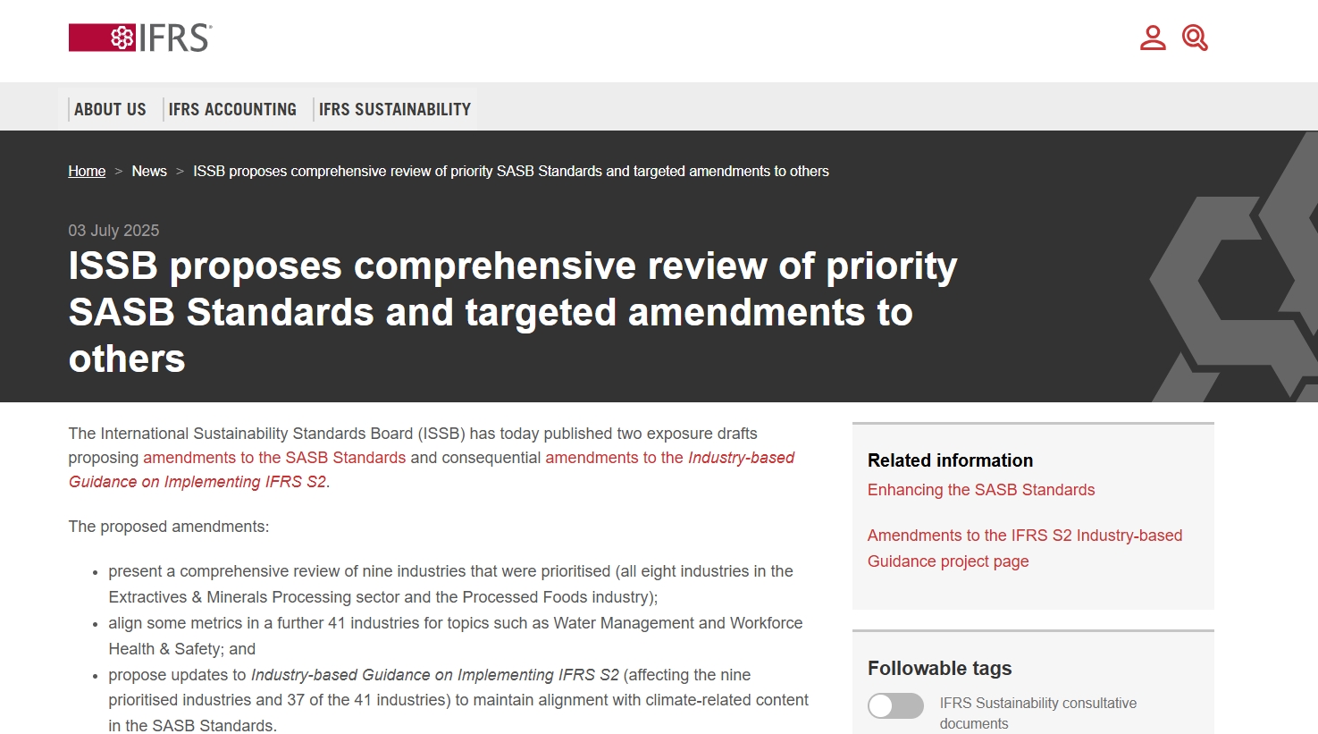ISSB发布SASB标准及IFRS S2修订建议：迈向全球可持续披露的统一与优化