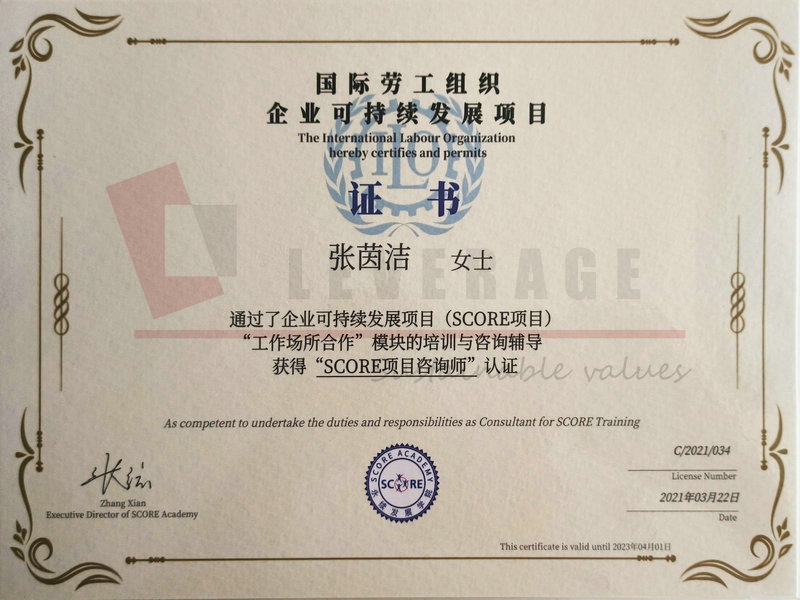 SCORE项目咨询师认证