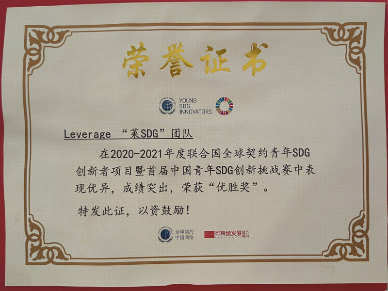 2020 United Nations Global Compact Young SDG Innovators Program and the First China Young SDG Innovation Challenge Award