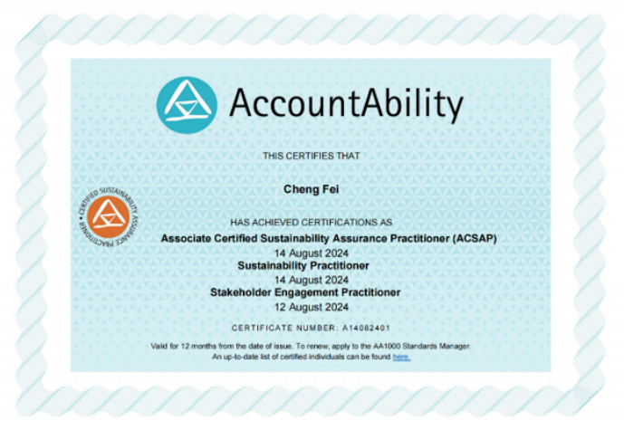 AA1000 Associate Certified Sustainability Assurance Practitioner (ACSAP) – Certification