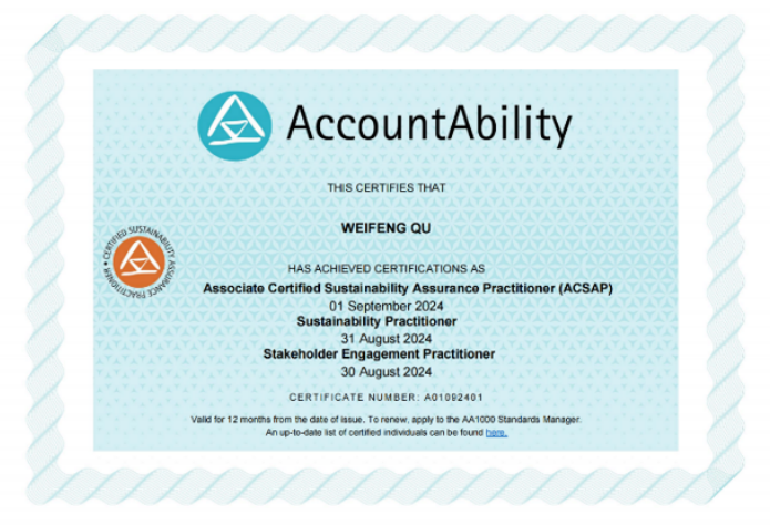 AA1000 Associate Certified Sustainability Assurance Practitioner – Certification